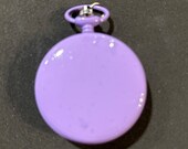 Purple Pill Box Medicine Tablet Holder case for Pocket or Purse, comes with necklace, belt clip chain is extra