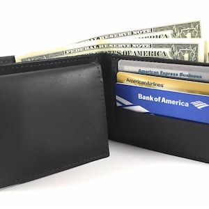 Men&#39;s Basic Bifold Wallet, Genuine Leather, Pull-Out ID Sleeve, ID Window, Durable Wallet, Made in USA, Classic Men&#39;s Wallet, High-Quality