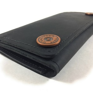Billetera triple de lujo militar de EE. UU. para hombre, cuero genuino, billetera triple de cuero curtido de EE. UU., duradera, hecha en EE. UU., billetera clásica de cuero para hombre
