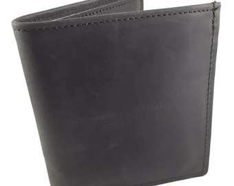 Mens Tall Leather Bifold Wallet, Handmade in USA, Extra Capacity Design