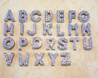 26 Bronze Tone Alphabet Letter "A-Z" Slide Charm Beads Fit 7mm Wristbands 26 Bronze Tone Alphabet Letter "A-Z" Slide Charm Beads Fit 7mm Wristbands