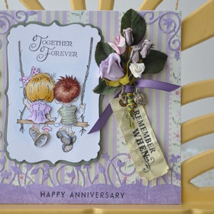 Tarjeta de aniversario de boda OOAK 3D/decoupage