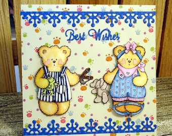 Birthday card for children/3D handmade card/Teddy bear card