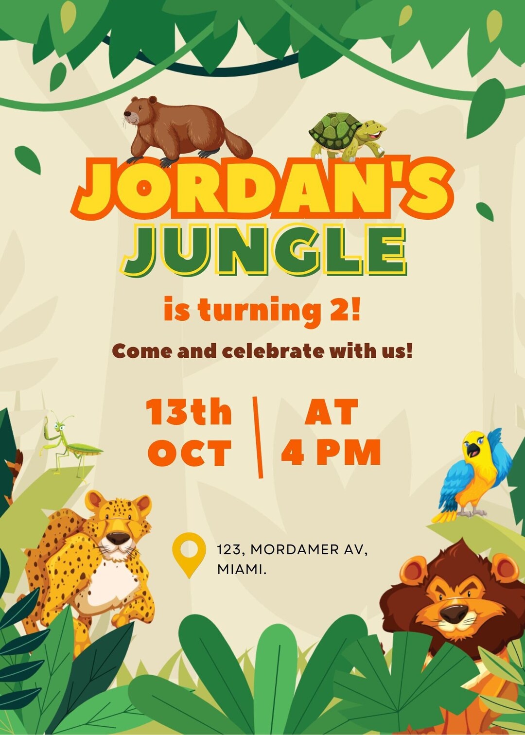 Jungle Savana Birthday Invitation Canva Template Birthday - Etsy
