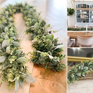 Decorative Summer Green Garland | Decorative Garland | Light Green Lambs Ear Garland Decor | Summer Garland For Mantle, Farmhouse, Table