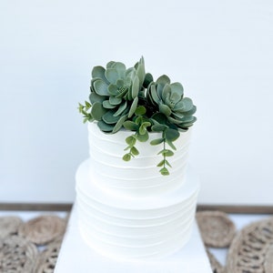 Greenery And Succulent Cake Topper | Greenery Petal Decoration | Faux Green Succulent and Greenery Decoration for Wedding Birthday Boho Cake