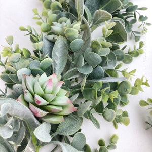 Eucalyptus Garland For Mantle, Succulent Garland, Lambs Ear Garland, Flower Garland, Table Decoration, Mantle Greenery Garland Decoration