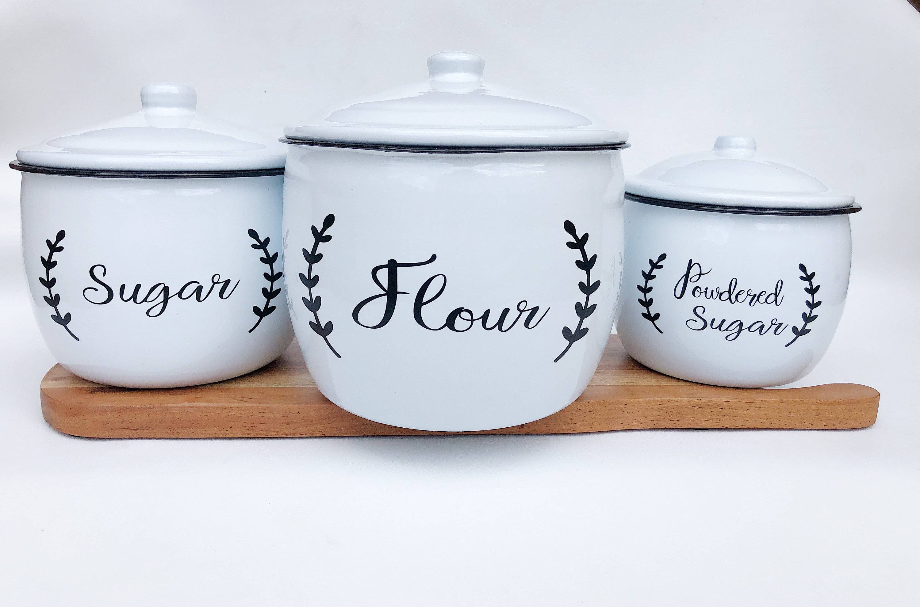 Kitchen Canisters Set by Saratoga Home - Farmhouse Sugar Containers, White