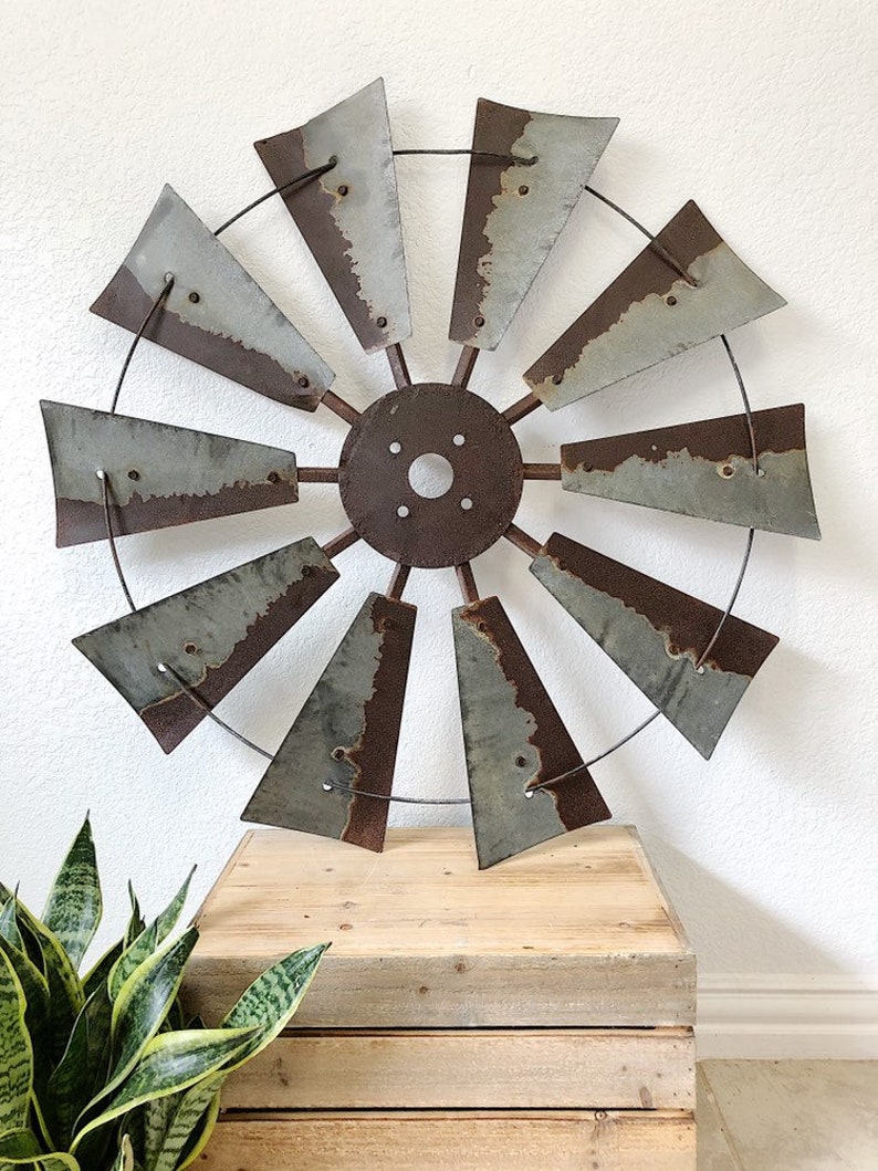 30 Inch Windmill Wall Decor Metal Decor Rustic Wall Art Etsy