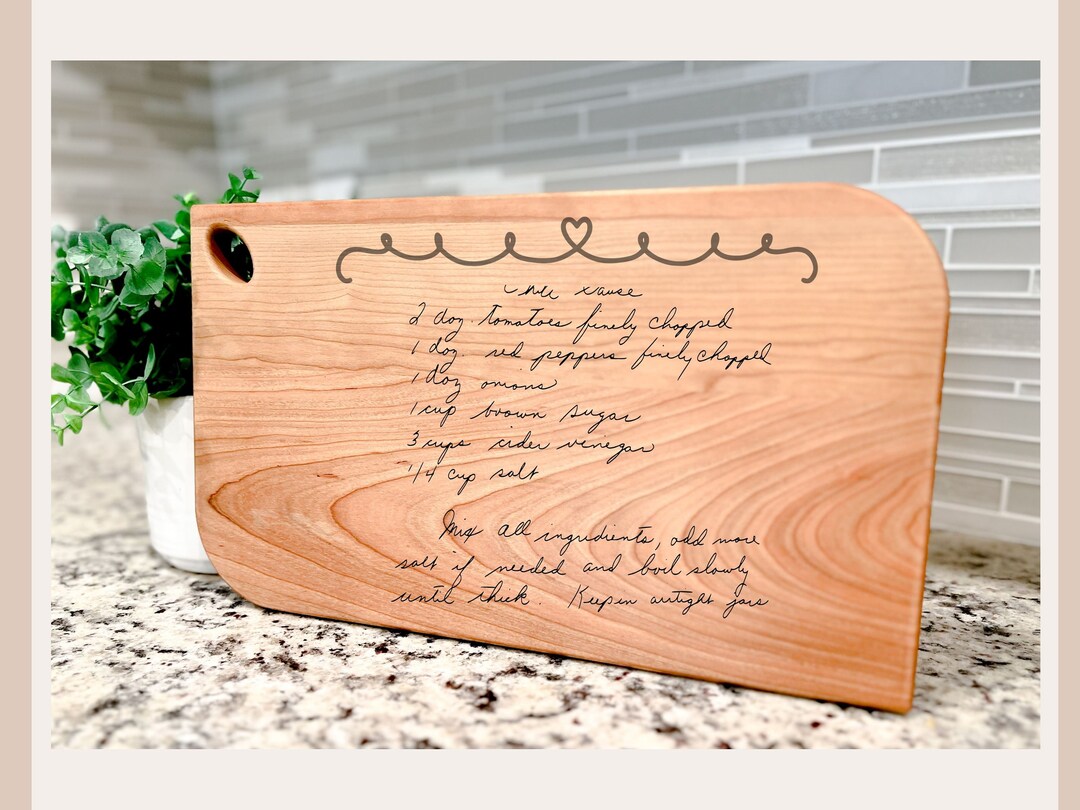 Recipe Cutting Board Handwritten Recipe Family Recipe Engraved Recipe