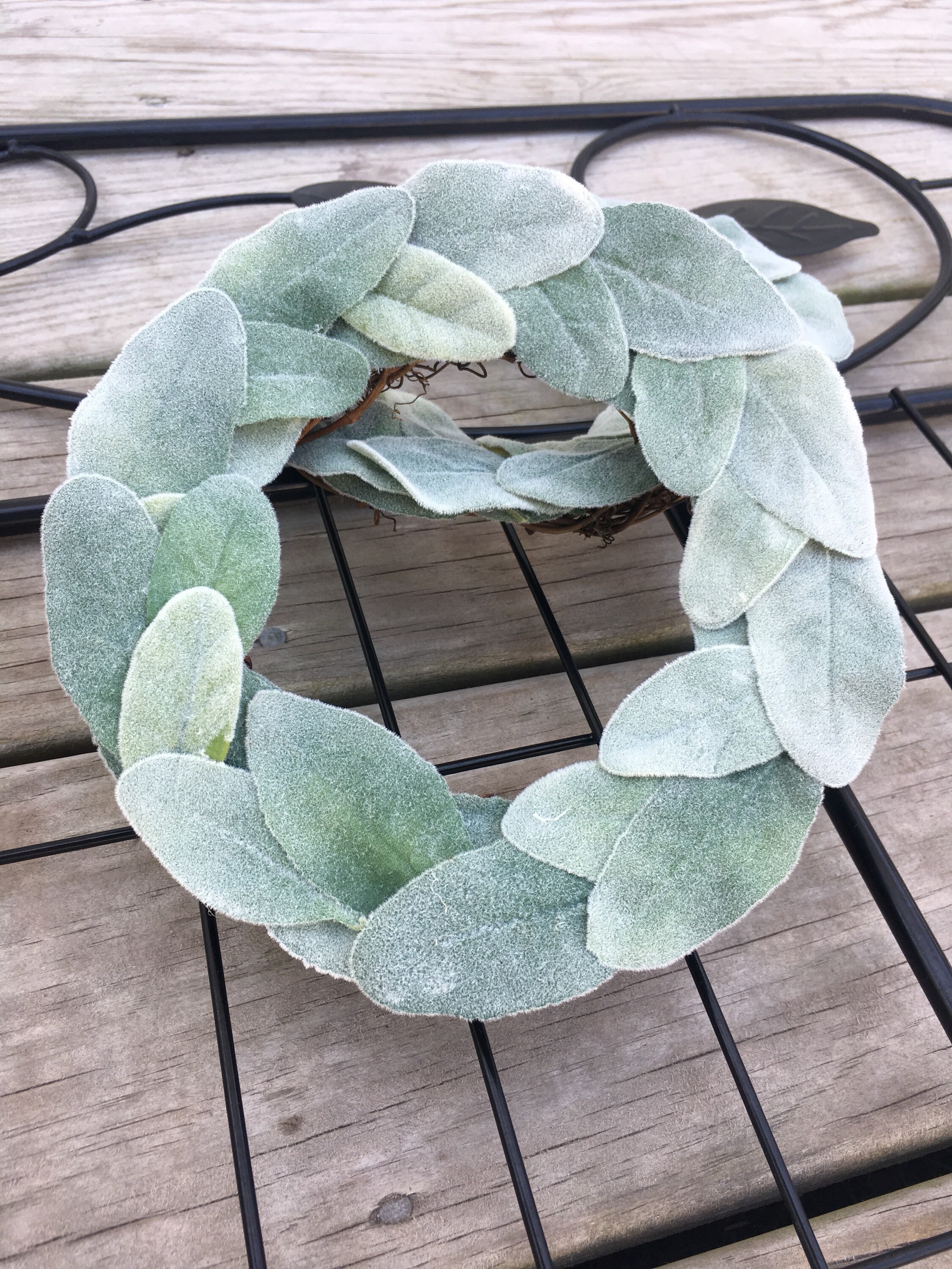 Mini Lambs Ear Wreath Candle Wreath Greenery Wreath Etsy