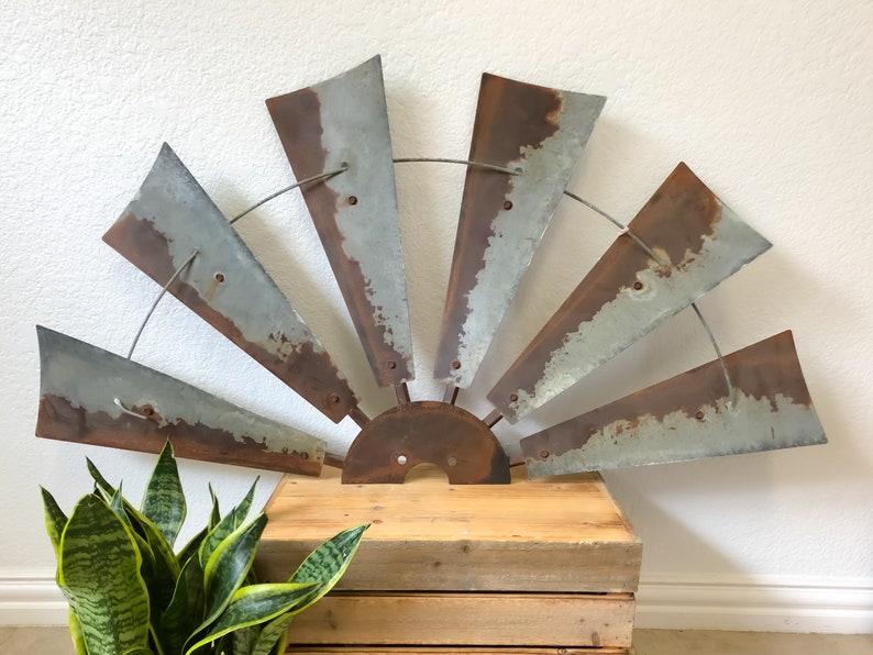 Authentic Half Windmill Decor Head, Half Windmill Wall Decor, Large Steel Distressed Windmill Wall Decor, Large Metal Windmill Head Wall Art image 4