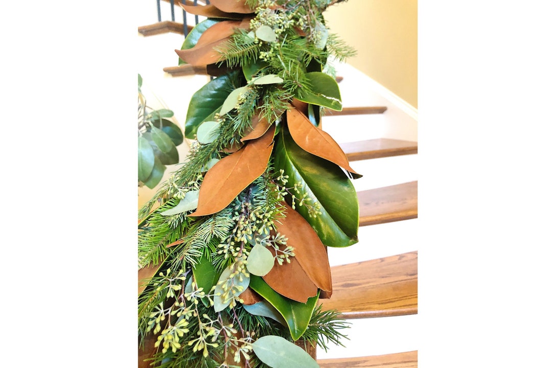 Fresh Magnolia Seeded Eucalytus and Pine Christmas Garland Etsy