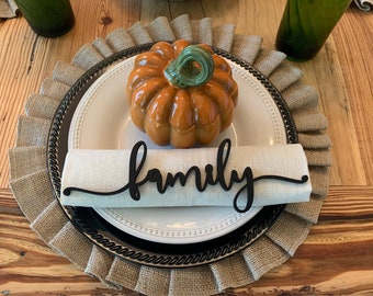 Place Settings for Holiday Table, Thanksgiving Decorations For Table Setting, Thanksgiving Table Decor, Table Setting Words Holiday Setting
