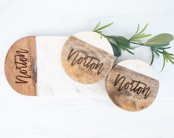 Custom Serving Board Wood Board Personalized Marble , Stone Vanity Tray Christmas Wedding Gift Bridal Shower Gift Engagement Gift