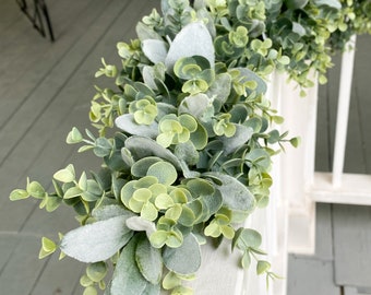 Eucalyptus and Lambs Ear Garland｜Decorative Garland｜Faux Table Runner Garland for Event Decor -Mantel -Wedding Event - Wedding Party