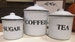 Canister Set For Kitchen, Farmhouse Kitchen Canisters, Coffee Tea sugar Canisters, Kitchen Storage, White Canister Set, Nesting Canisters 