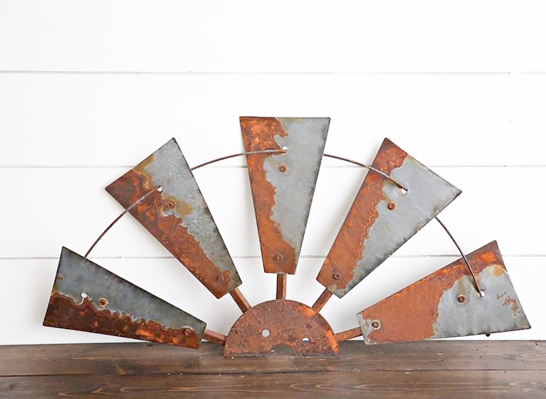 Authentic Half Windmill Decor Head, Half Windmill Wall Decor, Large Steel Distressed Windmill Wall Decor, Large Metal Windmill Head Wall Art image 8