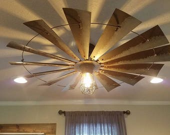 Large Metal Windmill, Rustic Windmill Decor, Windmill To Turn Into Ceiling Fan, Authentic Windmill Decor for Mantle, Rusted Large Windmill