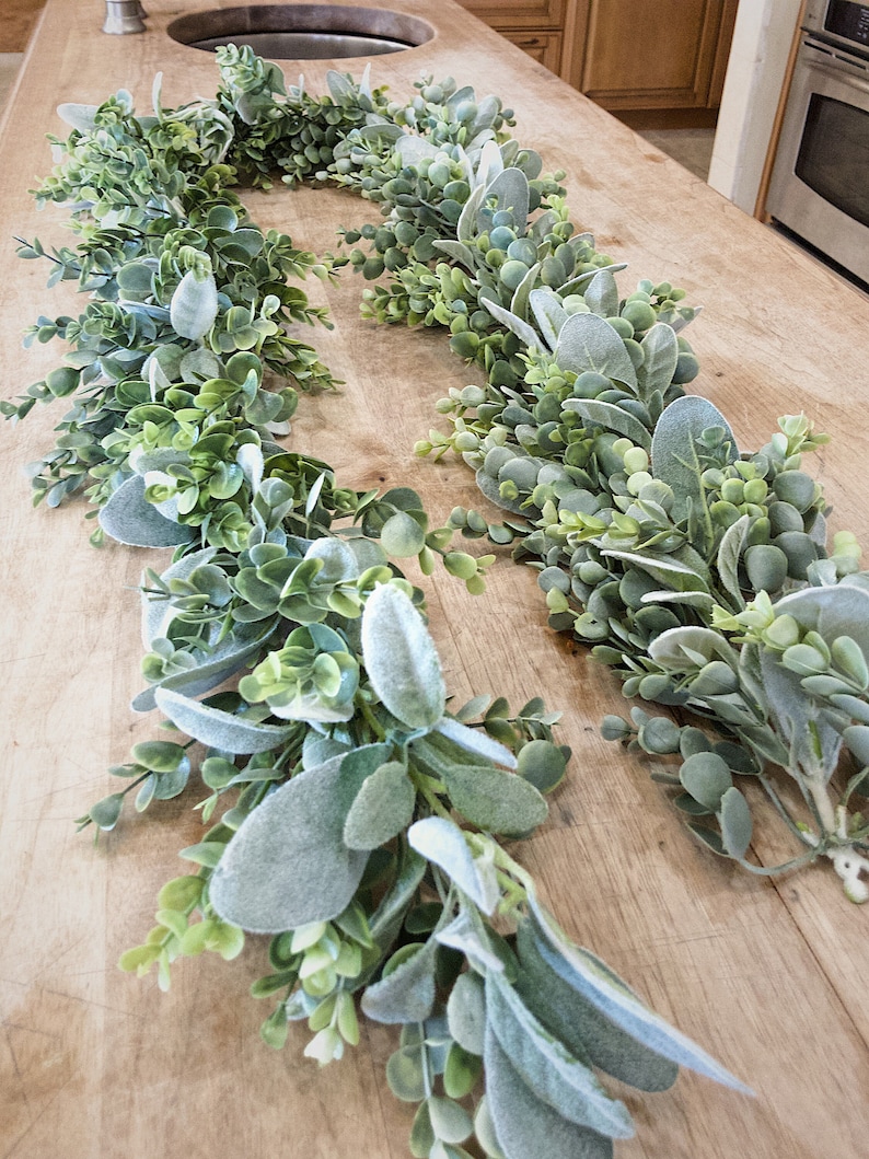 Eucalyptus Garland, Lambs Ear Garland, Flower Garland, Garland Greenery, Table Decoration, Table Centerpiece, Wedding Garland, Table Runner Greenery Only