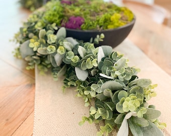 Eucalyptus Garland, Lambs Ear Greenery Garland, Garland For Wedding Decor, Flower Garland For Wedding, Table Greenery Garland