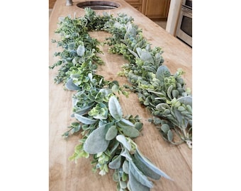 Eucalyptus Garland, Lambs Ear Garland, Flower Garland,Greenery Backdrop, Table Decoration, Table Centerpiece, Wedding Garland,Table RunnerT2