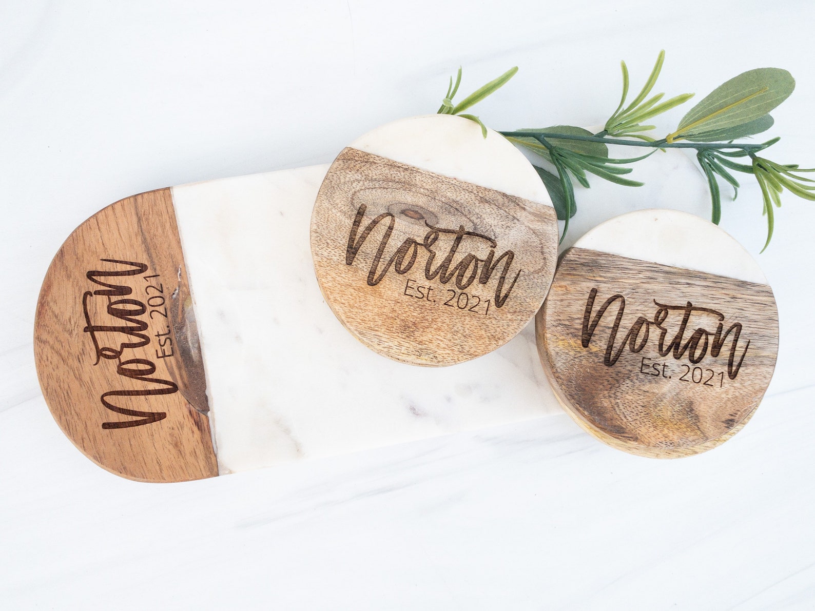 Personalized Marble Cheese Board Set Marble and Wood Serving Etsy