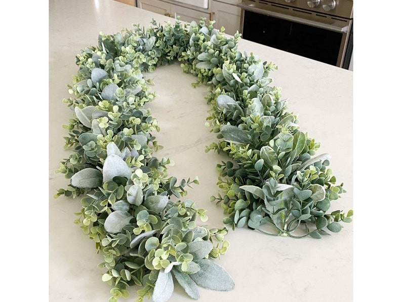 Eucalyptus Garland, Lambs Ear Garland, Flower Garland, Garland Greenery, Table Decoration, Table Centerpiece, Wedding Garland, Table Runner image 3