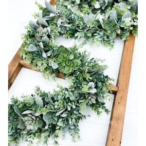 Eucalyptus Lambs Ear Succulent Garland: Faux Greenery Wedding Centerpiece