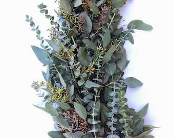 Fresh Greenery Garland Baby Blue Eucalyptus Seeded Eucalyptus, Live Table Greenery, Fernery Decor , Fresh Garland For Holiday Mantle