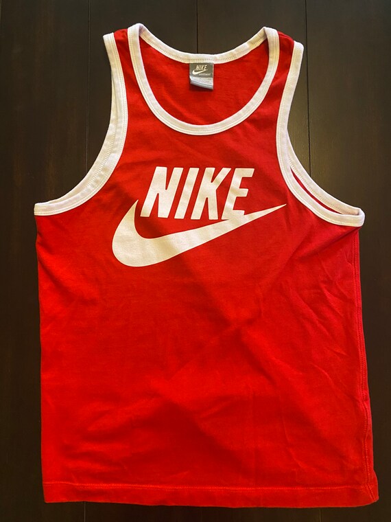 Vintage Red Nike Logo Tank Top / Small