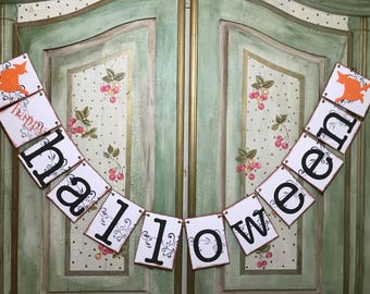 Halloween Sign, Happy Halloween Banner, Halloween Party Decor, Fall Decoration, Halloween Garland