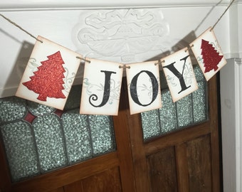 Christmas Banner, Joy Banner, Christmas Sign, Mantle Decoration, Christmas Photo Prop, Rustic Banner