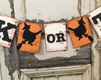 Rustic Trick or Treat Banner, Halloween Decorations