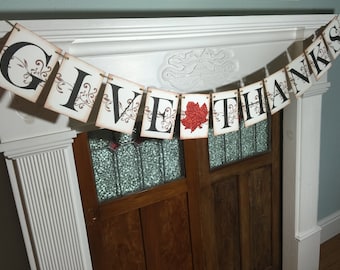 Give Thanks Banner, Thanksgiving Banner, Give Thanks Sign, Fall Banner, Thanksgiving Decoration, Fall Photo Prop