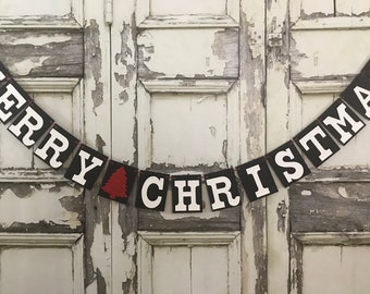 Merry Christmas Banner, Rustic Chris Sign, Christmas Decoration