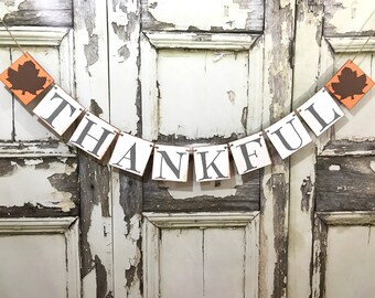 Rustic Thankful Banner, Thanksgiving Banner, Fall Banner, Autumn Sign, Thanksgiving Decoration, Fall Photo Prop