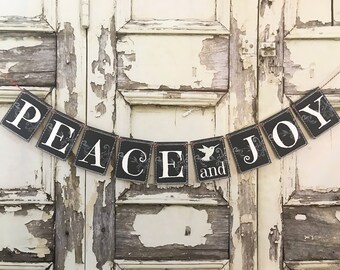 Peace Banner, Peace and Joy banner, Christmas Banner, Rustic Christmas Sign, Christmas Decoration, Thanksgiving Decor