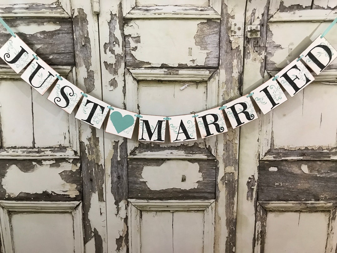 Just Married Banner, Rustic Wedding Sign, Just Married Decor, Wedding