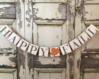 Happy Fall banner, Fall decor, Fall banner, Rustic Fall sign, Thanksgiving decor, Autumn Decorations