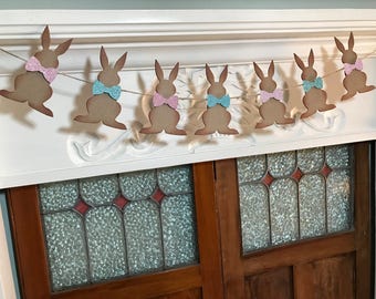 Easter Garland, Spring Banner, Easter Bunny Banner, Spring Decor