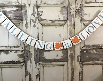 Rustic Falling in Love banner, Fall wedding decor, Falling in Love wedding banner, Falling in Love sign, Autumn Decoration, Falling in love