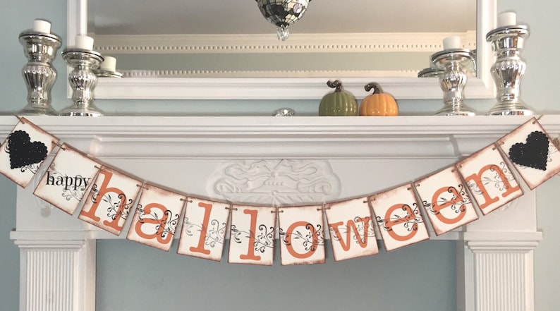 Rustic Halloween Banner, Happy Halloween Decor, Halloween Party Sign, Happy Halloween Banner, Halloween Witch Decoration image 3