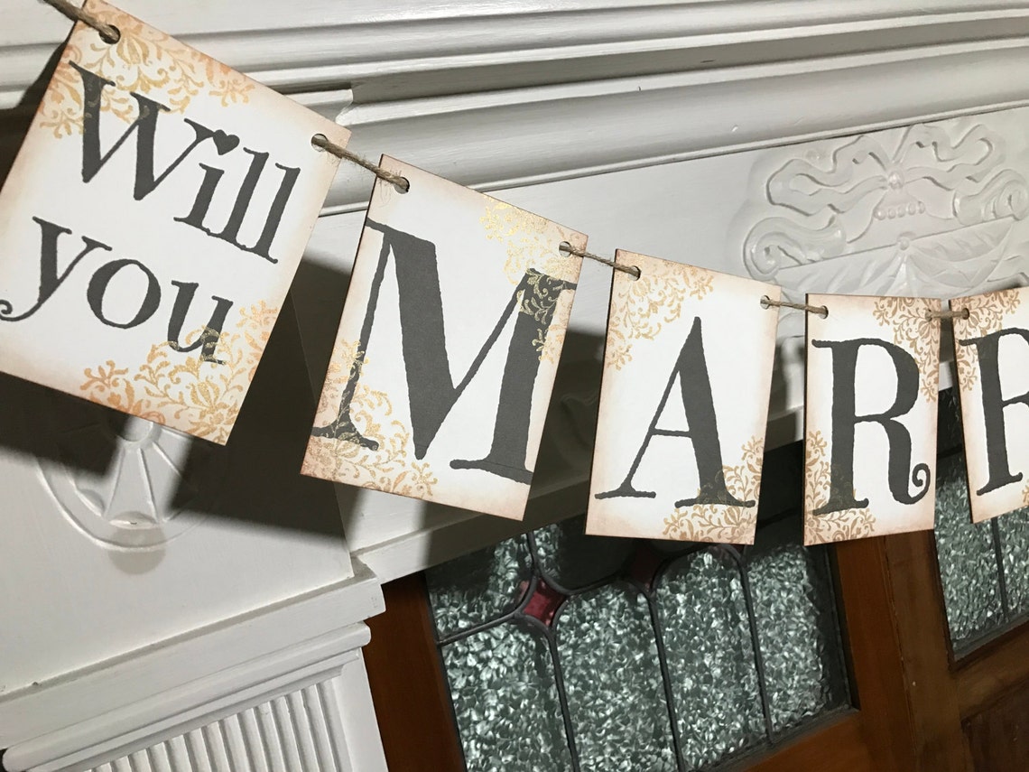 Will You Marry Me Banner Marriage Proposal Rustic Marry Me | Etsy