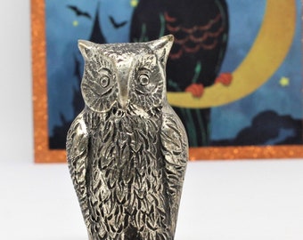 Pewter Owl Figurine, Home Decor, Halloween Decor, Vintage