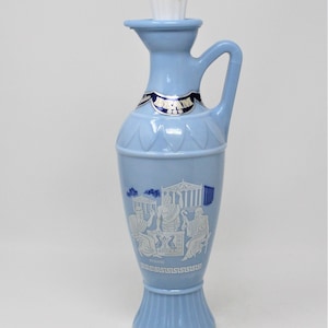 Vintage Decanter, Jim Beam, &quot;Grecian&quot; Philosophers, Socrates Plato Aristotle, Blue Glass, USA