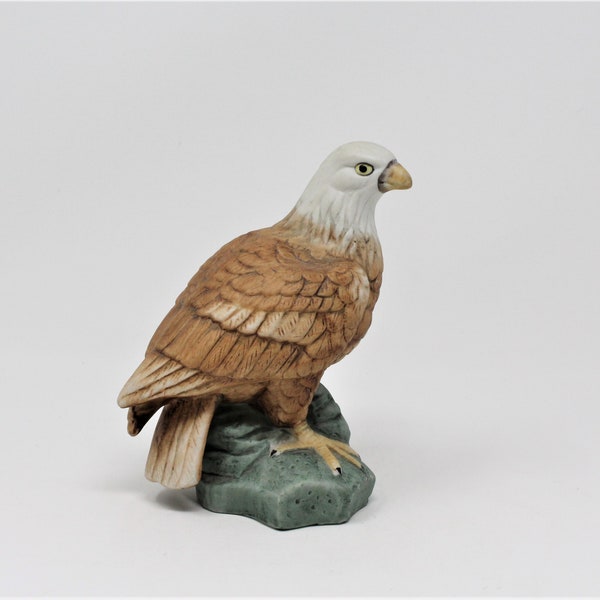 Vintage Bald Eagle Figurine, Porcelain Bisque, Taiwan