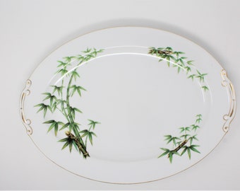 Vintage Serving Platter, Bamboo, "Tah-Kay" by Hira Fine China, Large, 16", Japan