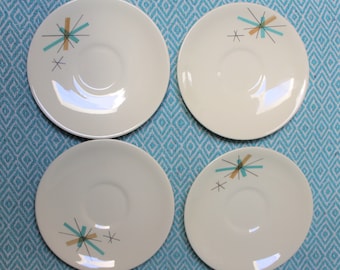 Vintage Salem China Saucers: Mid-Century North Star Pattern, Set of 4