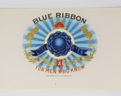 Vintage Cigar Box Label, quot Blue Ribbon quot Genuine-Original, Unused, 1920 39 s